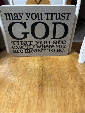 May You Trust God Inspirational Wall Sign - Black on Cream